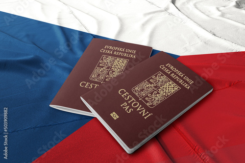 Czech passport on its flag ,The Czech passport is an international travel document issued to nationals of the Czech Republic