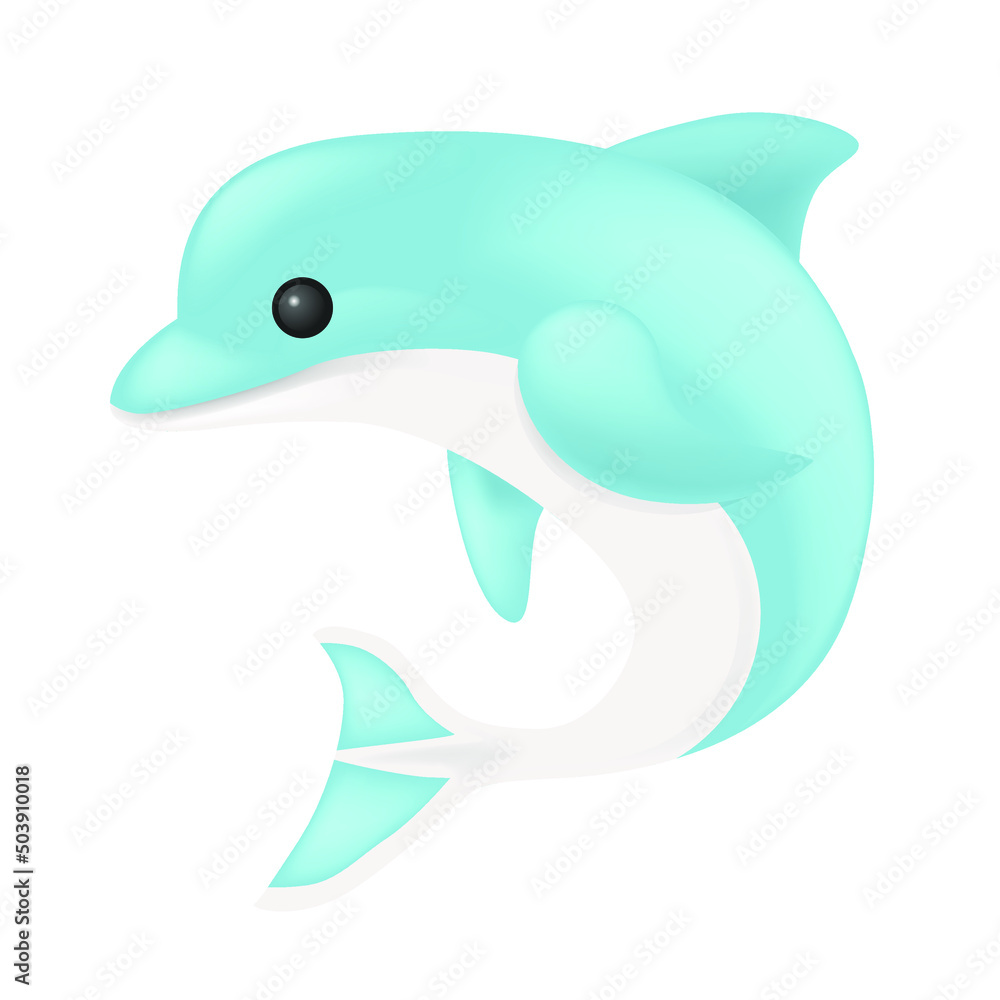 Obraz premium Dolphin Emoji Icon Illustration Sign. Sea Animals Vector Symbol Emoticon Design Vector Clip Art.