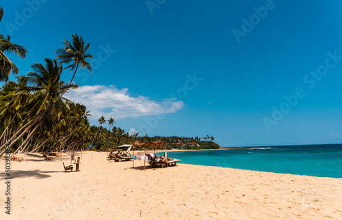 Tropical landscape  paradise beach against the blue ocean  perfect vacation in silence.