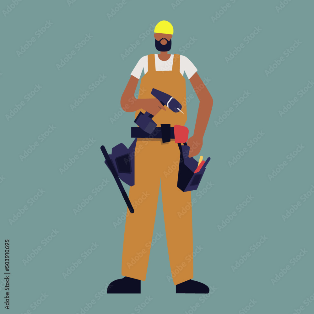 Fototapeta premium worker with hammer and chisel