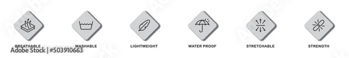 Fabric properties icon set. Vector illustration.