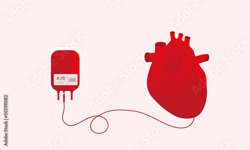 Health care. Heart and Dropper with blood. World Blood Donor Day. Medical sign on June 14. Vector illustration.