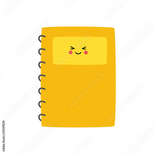 Vector illustration of cute yellow copybook on white background.