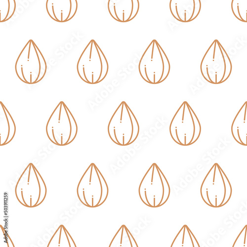 Seamless pattern of almond. One color pattern