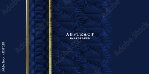 Abstract dark blue background with gold lines