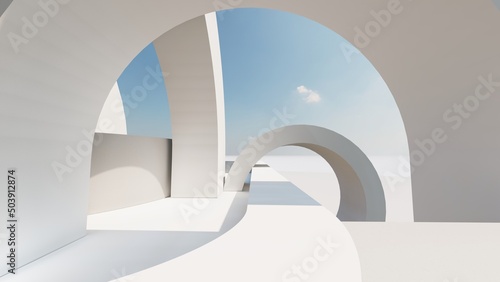 Fototapeta Naklejka Na Ścianę i Meble -  Abstract architecture background arched interior 3d render