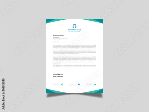 Creative trendy standard blue letterhead template abstract 