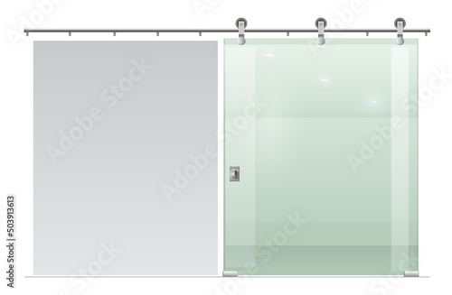 Large glass sliding door partition dressing room