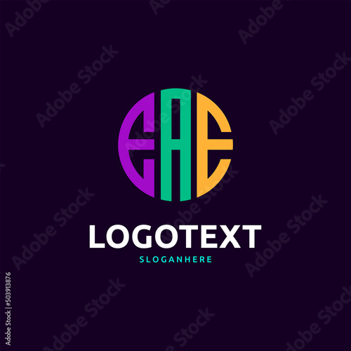 Eae Monogram logo, Eae Circle font, Round monogram Eae letters, three letters logo