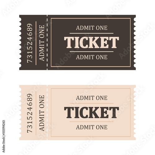Vintage cinema tickets. Admit one ticket	