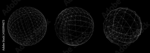 Vector futuristic sphere of particles and lines. Network connection big data. Abstract technology background.