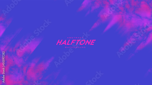 Abstract vector torn monochrome halftone background. Scrathed dotted texture element. Diagonal composition
