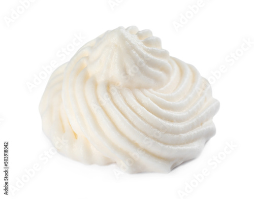 Delicious fresh whipped cream isolated on white