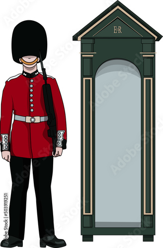 British Royal Guardsman at Buckingham Palace in London photo