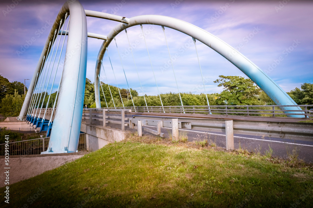 Fototapeta premium win Arch Bridge which replaced the old Bailey Bridge in 2010 in Ayrshire Scotland UK