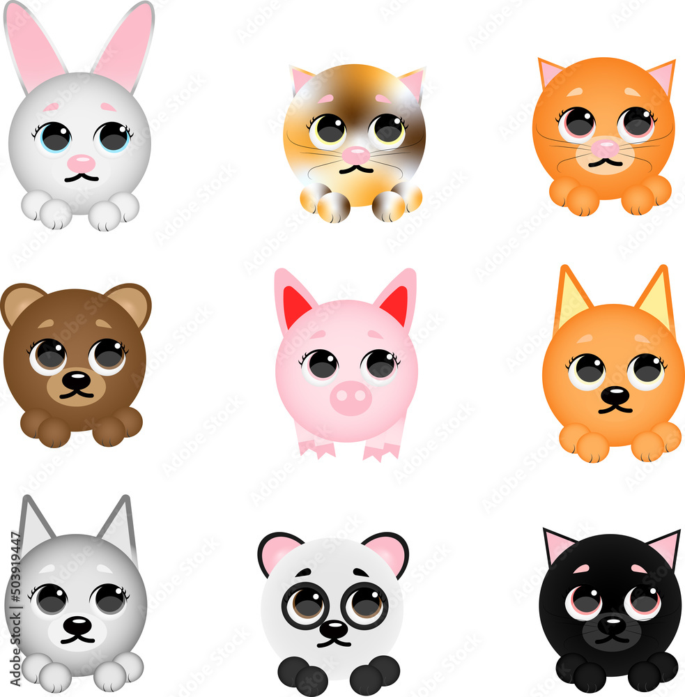 cute animal. Vector illustration. Vector set with animals cute animal. Vector illustration. Vector set with animals
