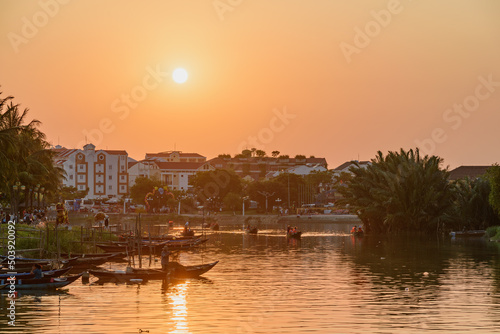 Awesome view of the Thu Bon River at sunset, Vietnam