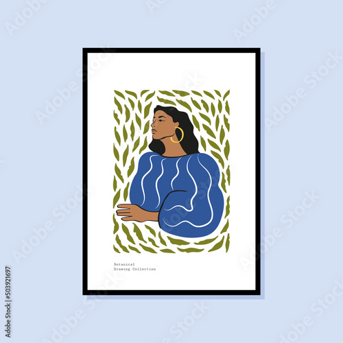 Abstract female portrait print poster for wall are collection
