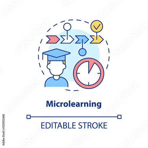 Microlearning concept icon. New skill you can learn abstract idea thin line illustration. Learn small pieces of content. Isolated outline drawing. Editable stroke. Arial, Myriad Pro-Bold fonts used