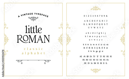 Vintage design typography. Stylish typeface for book cover, card, poster, invitation, and more. Alphabet a to z
