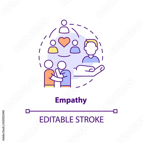 Empathy concept icon. Soft skill for career success abstract idea thin line illustration. Sharing emotions and feelings. Isolated outline drawing. Editable stroke. Arial, Myriad Pro-Bold fonts used
