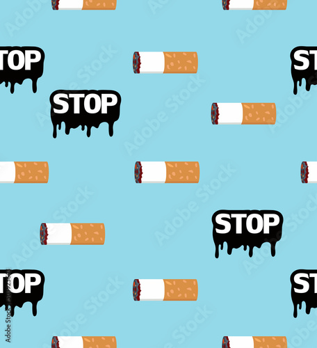 Stop Smoking of Cigarette butt seamless pattern