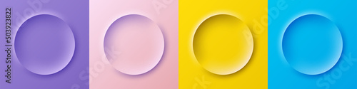 realistic round glass with shadow plastic circle glare mirror Reflection 3d Vector glossy