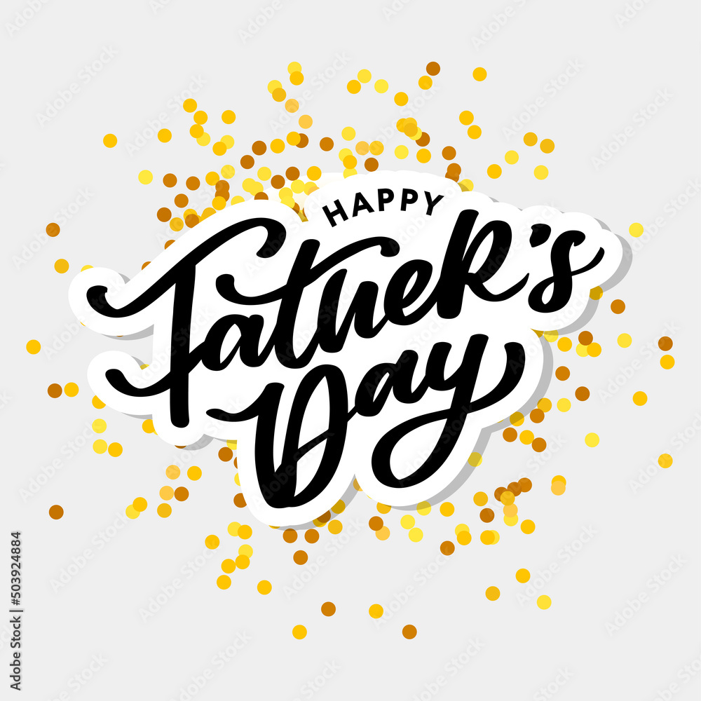Fototapeta premium Happy Father's Day Calligraphy greeting card. Banner Vector illustration.