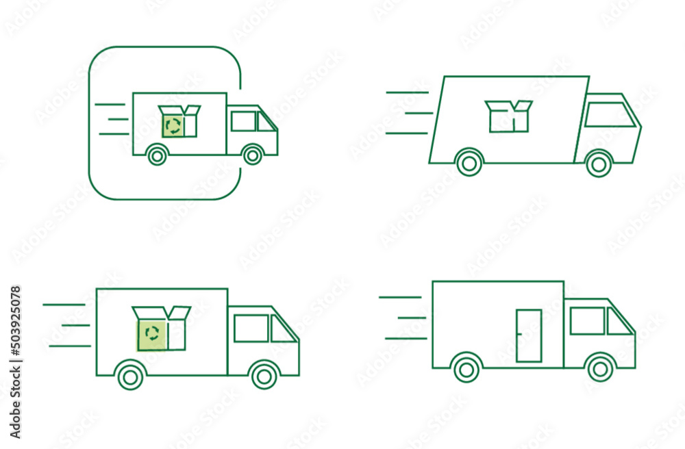 dostawa ikona eco ekologiczny dostawca ciężarówka tir szybkość dostarczenie - obrazy, fototapety, plakaty 