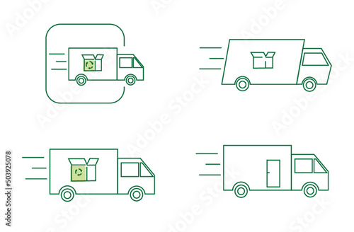 dostawa ikona eco ekologiczny dostawca ciężarówka tir szybkość dostarczenie