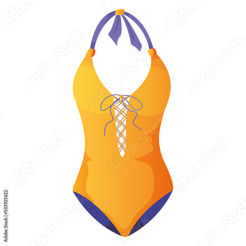 One-piece women's swimsuit for the beach. Vector illustration