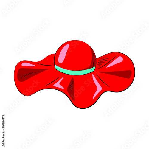 Women's sun hat. Summer accessory, headdress. Vector illustration.