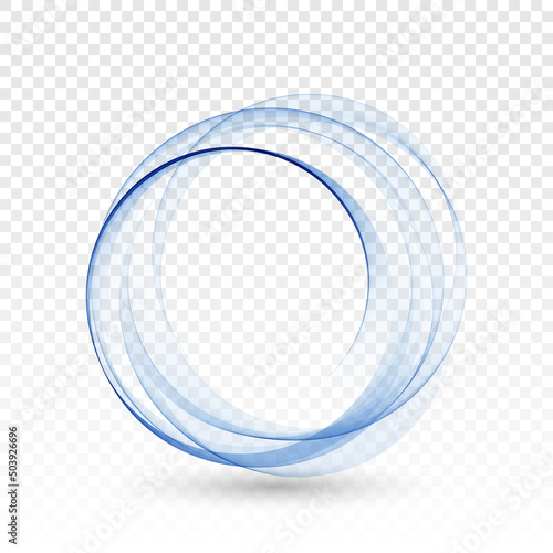 Abstract vector swirl energy circle Blue c wave design element with shadow.