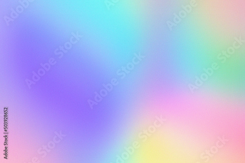Abstract pastel holographic blurred grainy gradient background texture. Colorful digital grain soft noise effect pattern. Lo-fi multicolor vintage retro design.