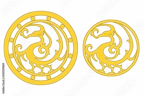 Samjogo emblems. Samjogo means a three-legged crow in Korean mythology. Vector illustrations.