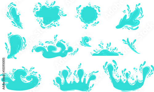 Water drop. Water or oil splash and spray. Flowing drops, liquid waves.