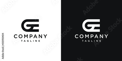 Creative Letter GE Monogram Logo Design Icon Template White and Black Background