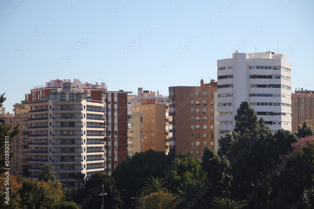 Urban city center in Malaga, Spain