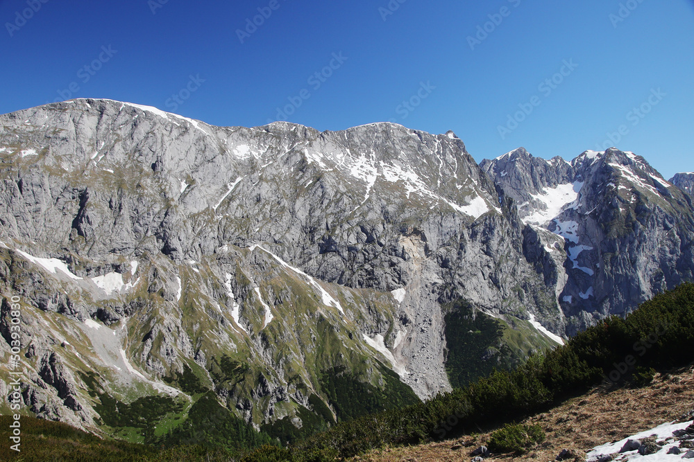 The view from mountain Schneibstein, the Bavarian Alps