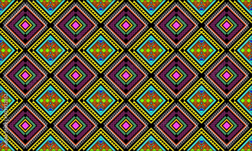 Wallpaper Mural Seamless geometric design. Wallpapers, textiles, and fabrics with a red and beige motif on a blue backdrop. Grey backdrop with black and white design. Torontodigital.ca