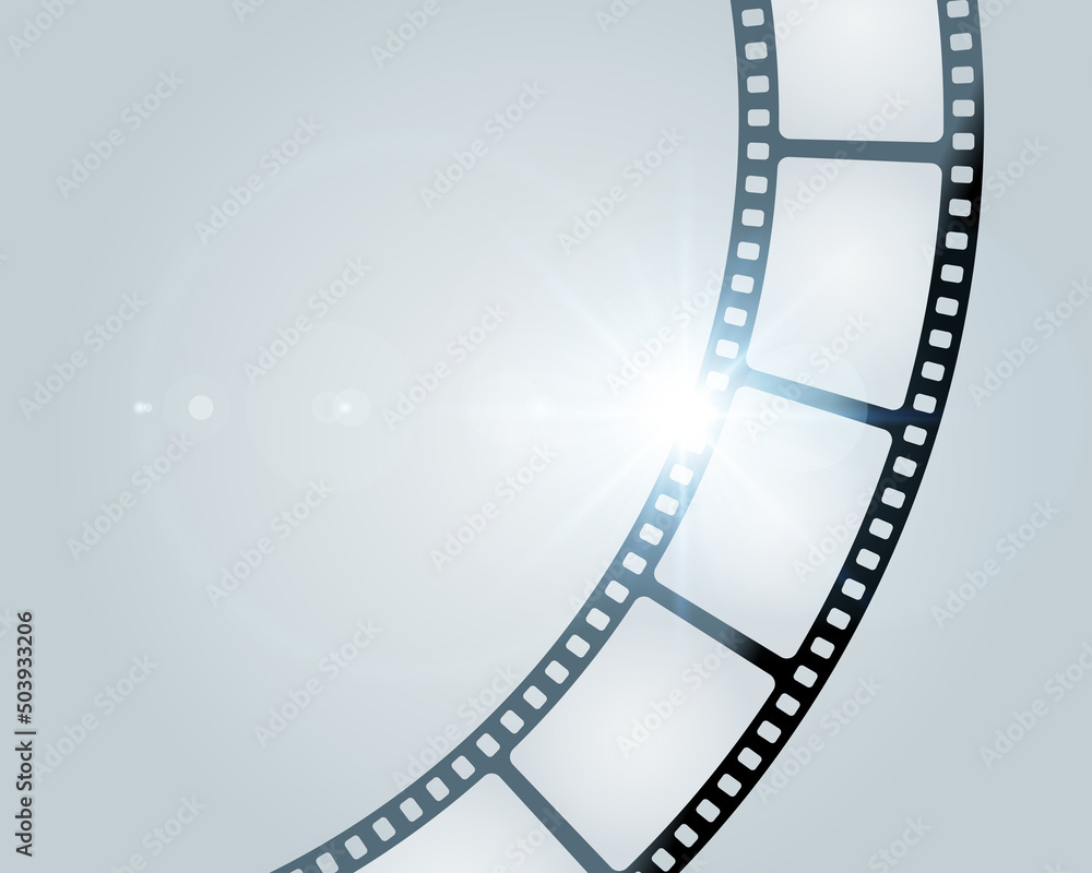 Realistic circle film strip art border background template vector illustration. Cinematography filmstrip entertainment cinema tape television picture studio technology isolated. Abstract movie poster