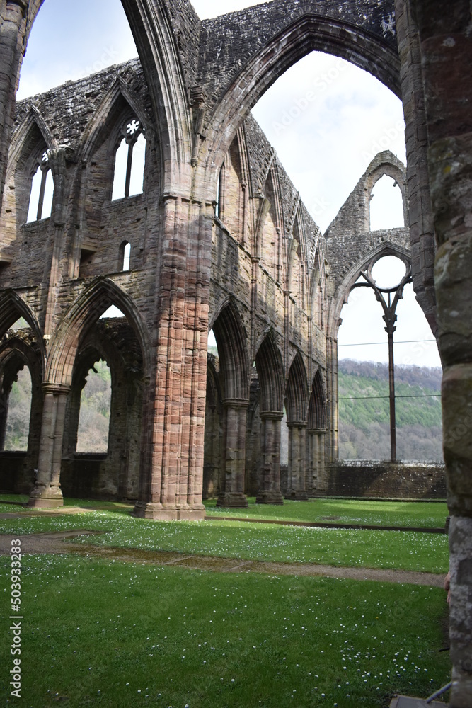 Ruins of old church in Tintern Abbey, Wales