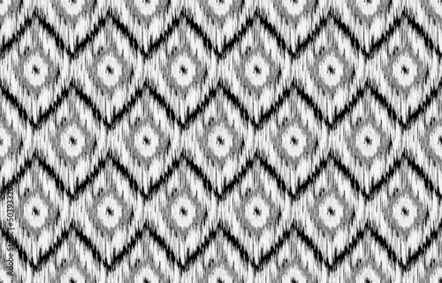 Pattern is geometric, ethnic, and seamless. Triangles, stripes, diamonds, and zigzags are used in this traditional folk building. Wallpaper, packaging, fabrics, and textiles for the design and decorat
