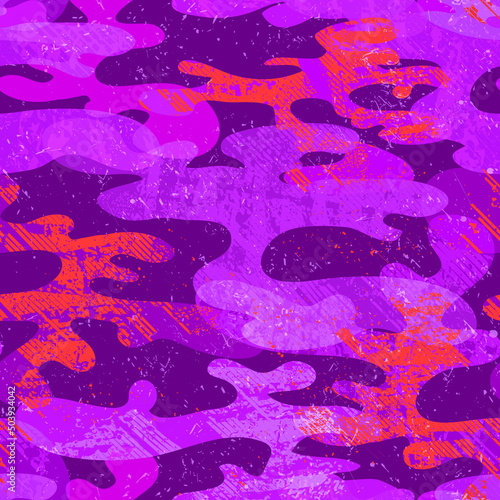 Camouflage repeat print in pink colors. Military seamless pattern for sport textile, fashion clothes, wrapping paper.