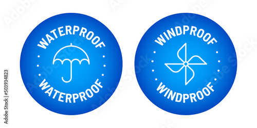 100% Waterproof Windproof vector logo badge icon set