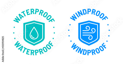 100% Waterproof Windproof vector logo badge icon set