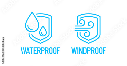 100% Waterproof Windproof vector logo badge icon set