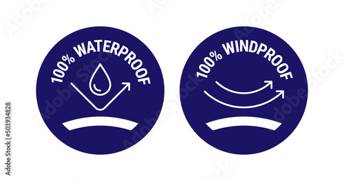 100% Waterproof Windproof vector logo badge icon set