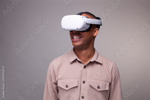 Man wearing virtual reality headset