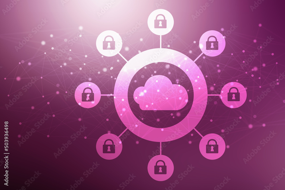 Fototapeta premium 2d rendering Cloud computing, security 